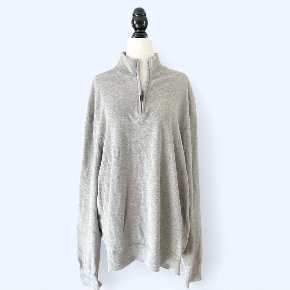 Joseph Abboud Men’s Grey Pima Cotton Quarter Zip Pullover Sweater
